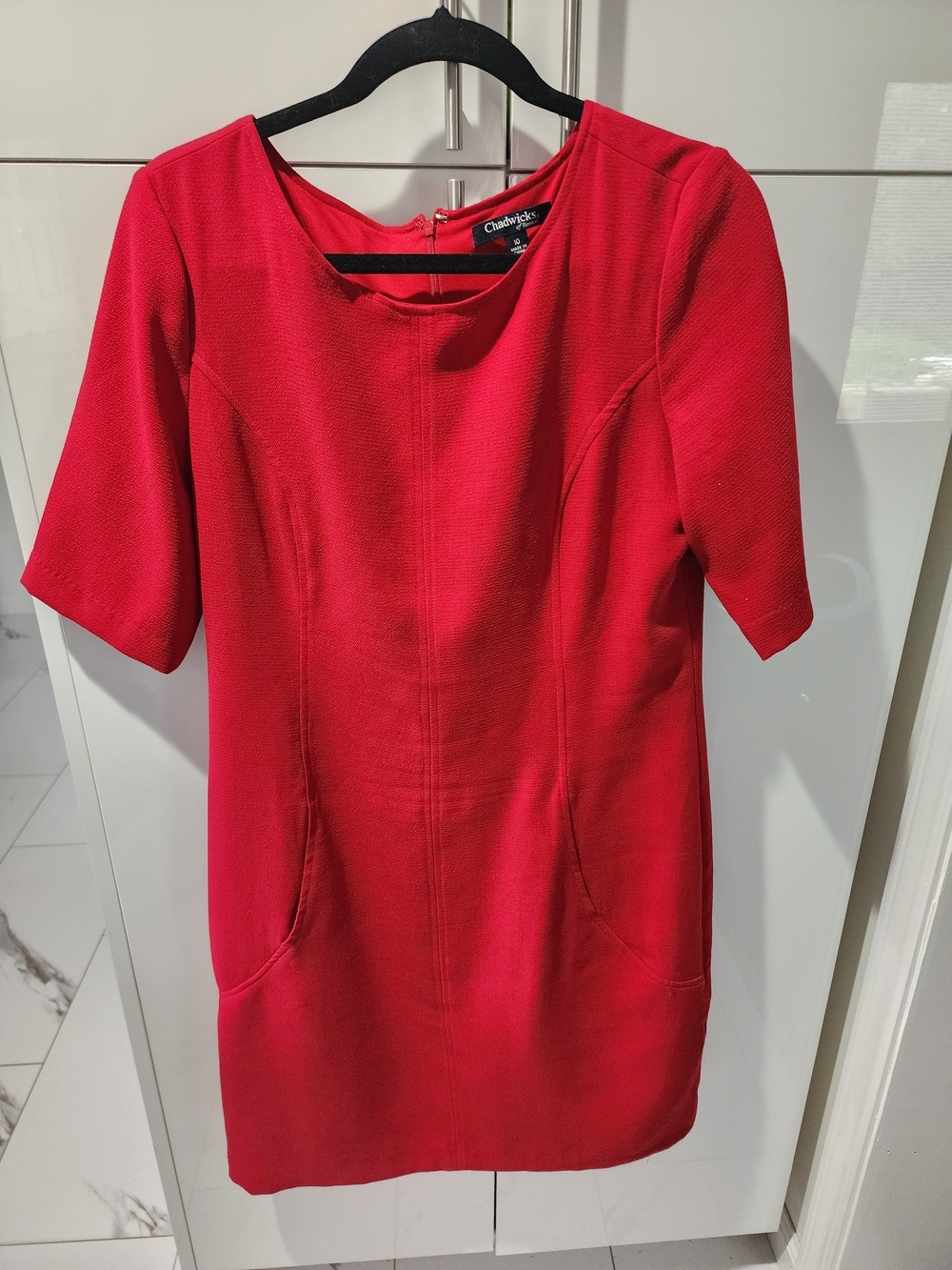 Chadwicks Vibrant Red Short-Sleeve Shift Dress